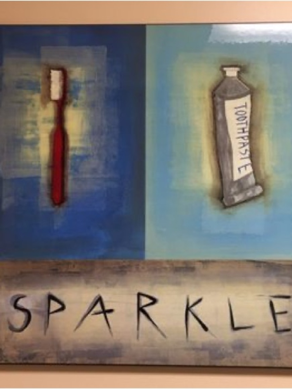 Sparkle Toothbrush & Toothpaste Wall Art Print - Blue